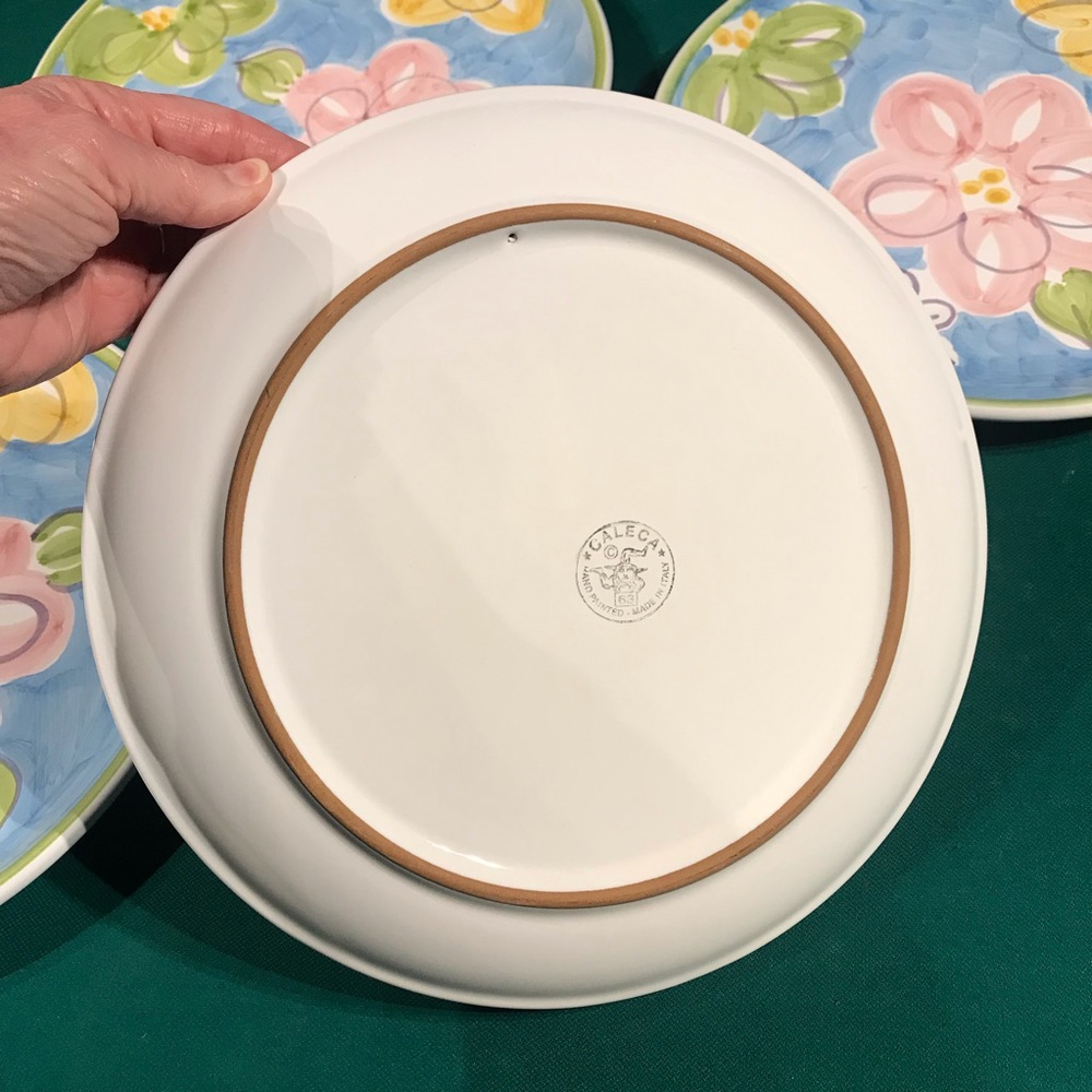 Hand painted dinner plates By “Caleca” are made in Italy, 4pc set - Picture 7 of 9